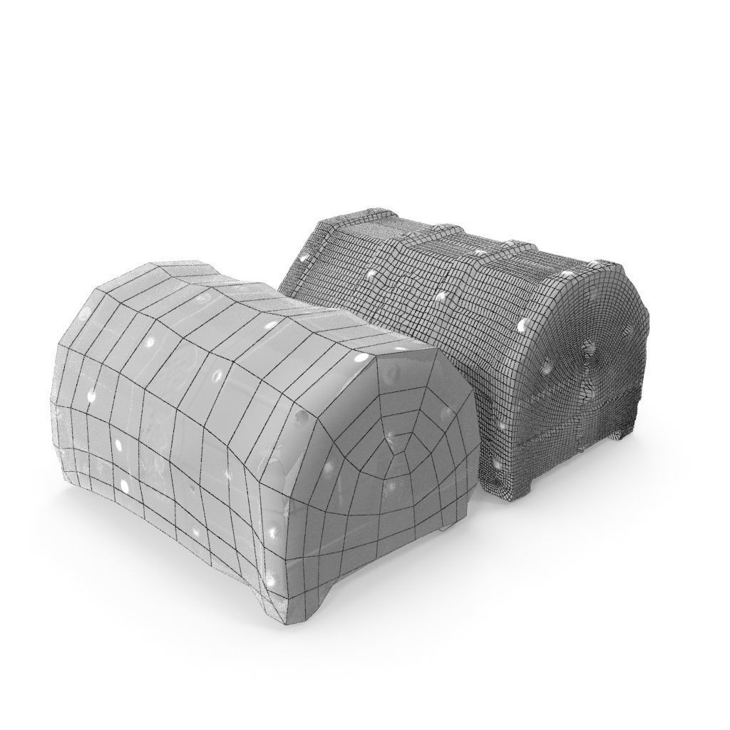 Chest 07 - Low and High Poly Low-poly 3D model_16