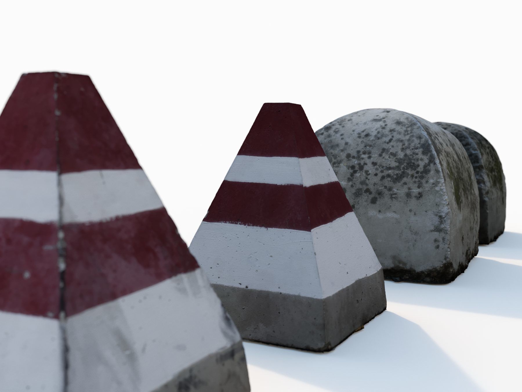 Street concrete barrier set 3D model_5