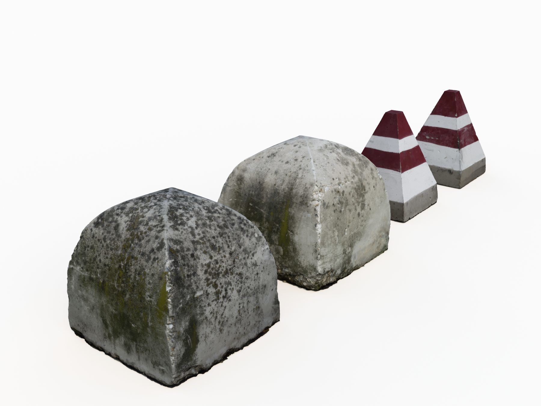 Street concrete barrier set 3D model_1