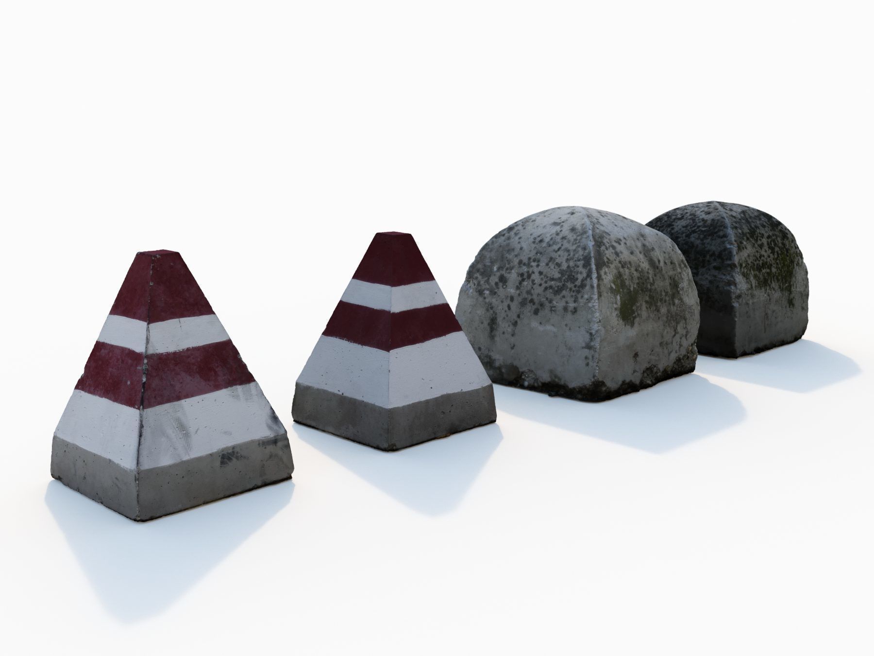 Street concrete barrier set 3D model_2