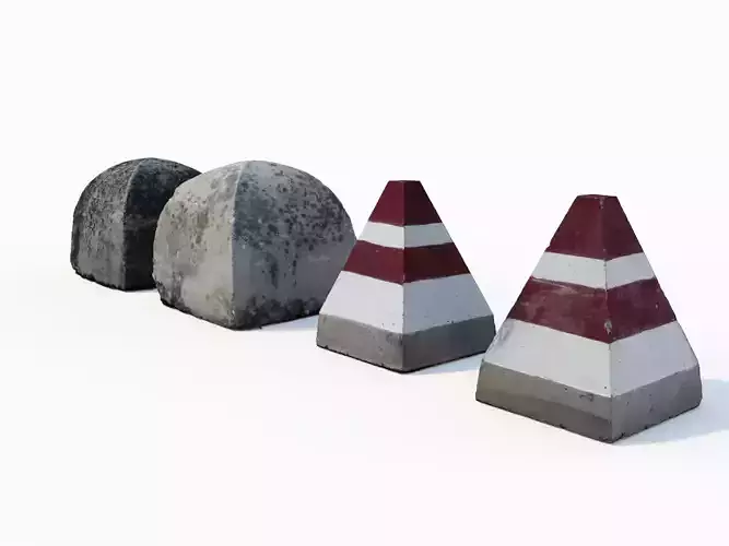Street concrete barrier set 3D model Street concrete barrier set 3D model