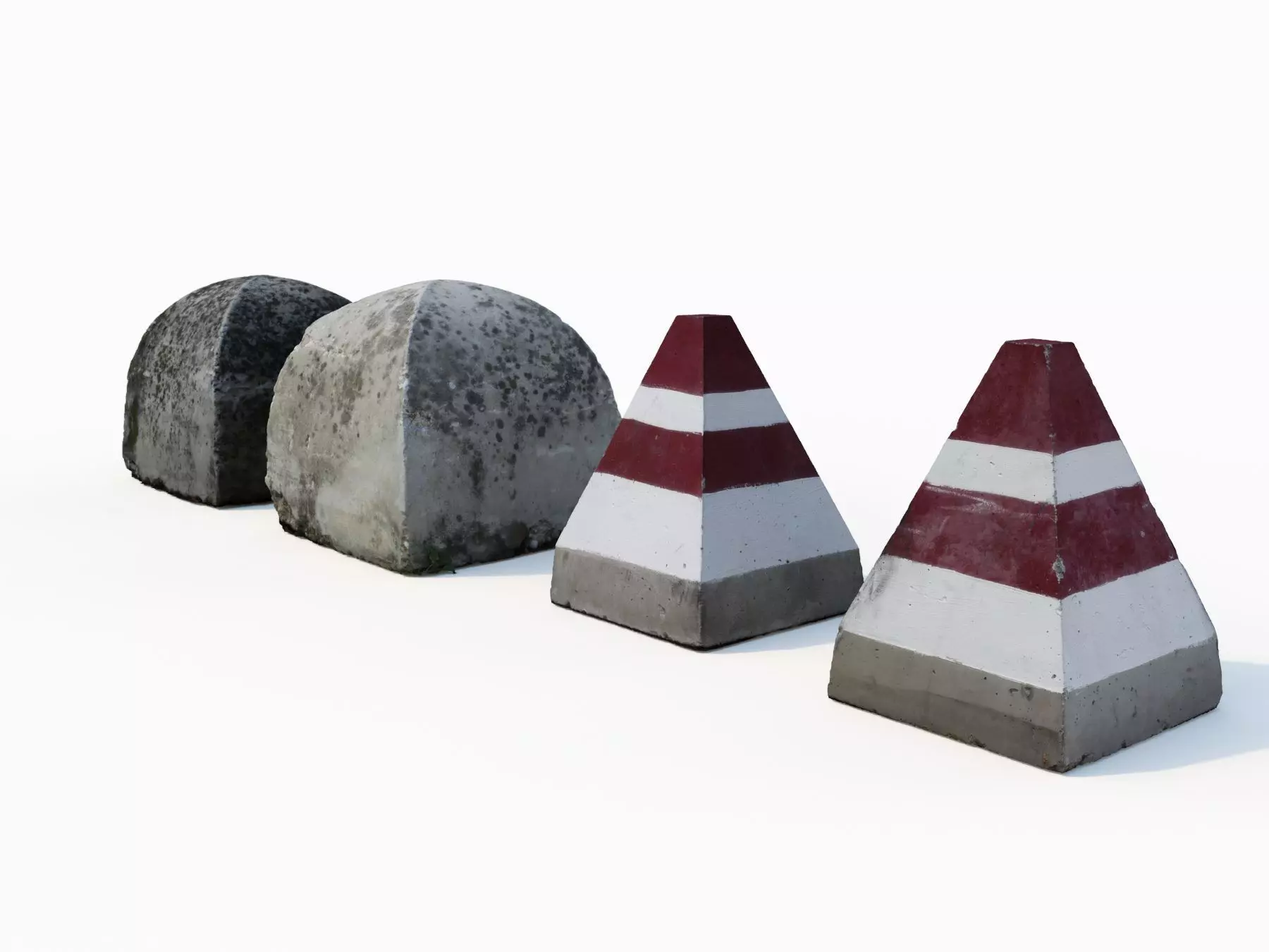 Street concrete barrier set 3D model_0