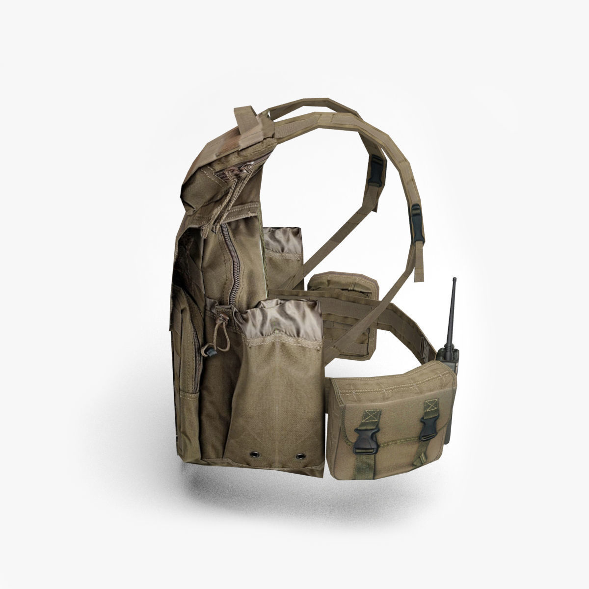 backpack military Low-poly 3D model_3