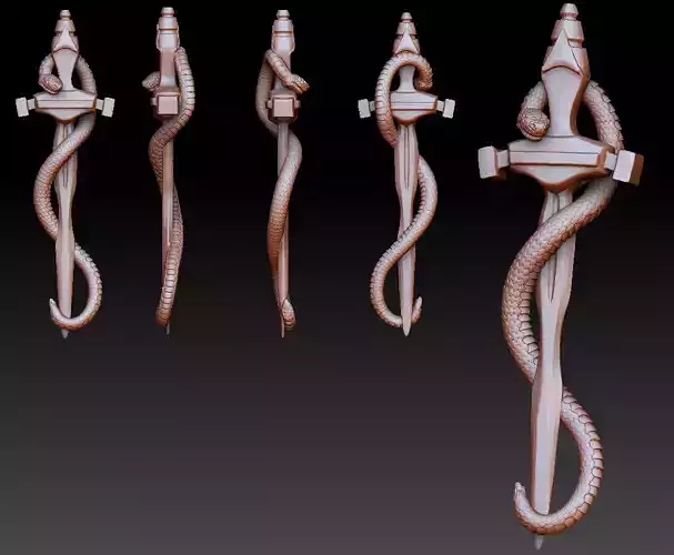 Snake around sword pendant