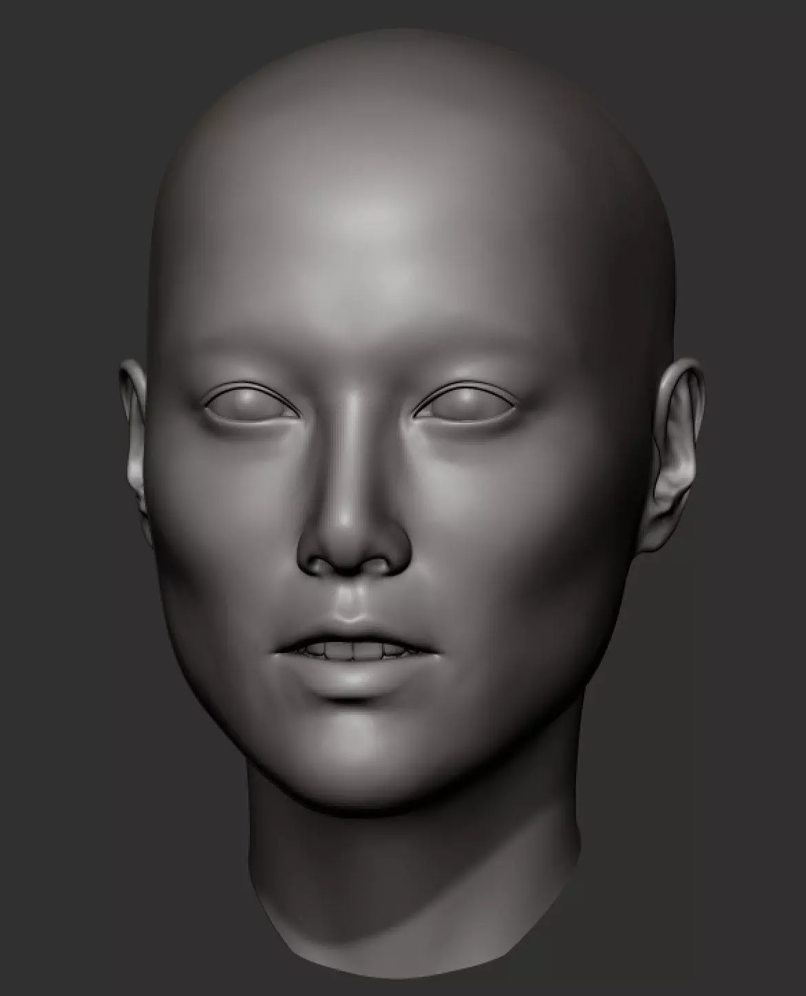 Asian female head 3D print model
