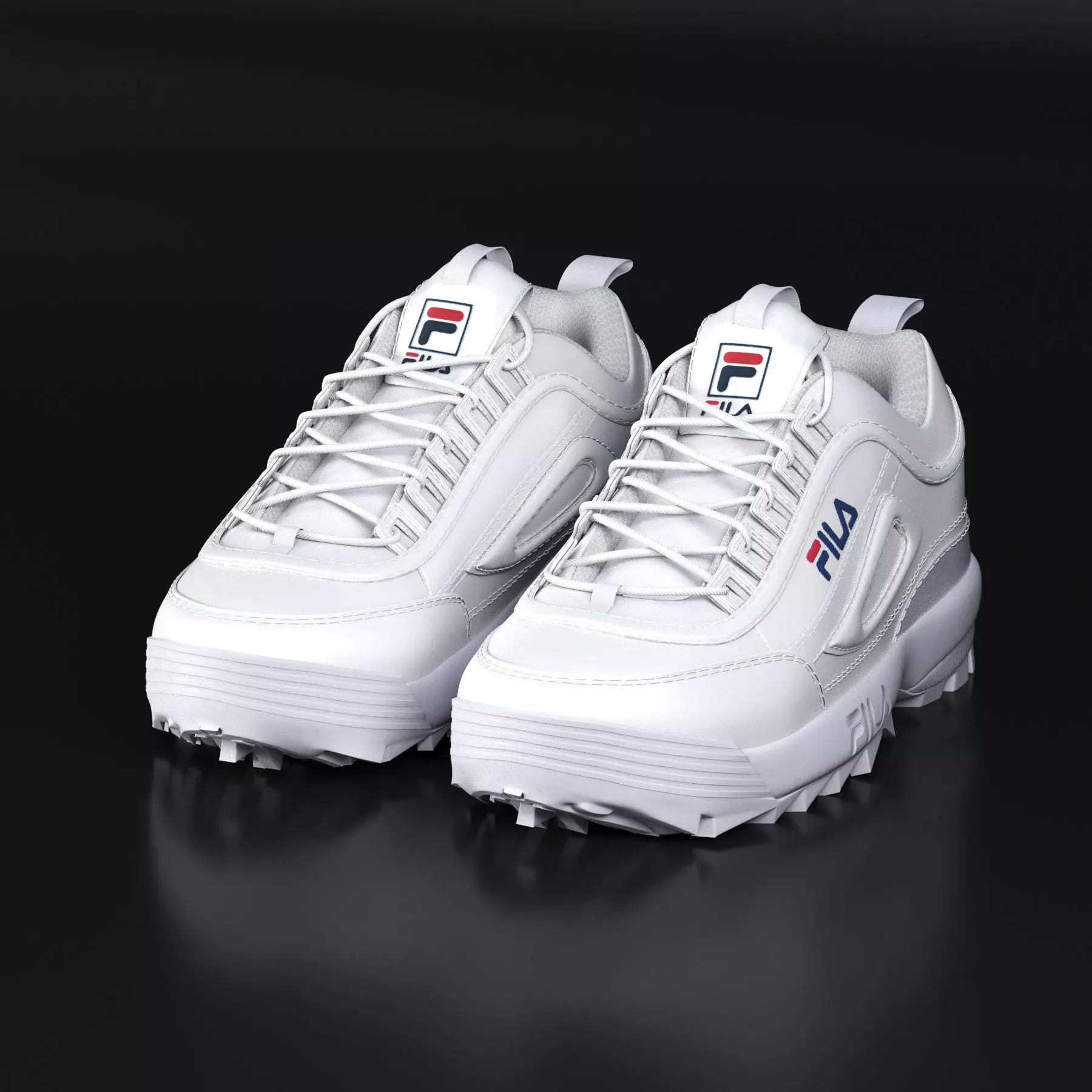 Fila Disruptors 2 White 3D model_0