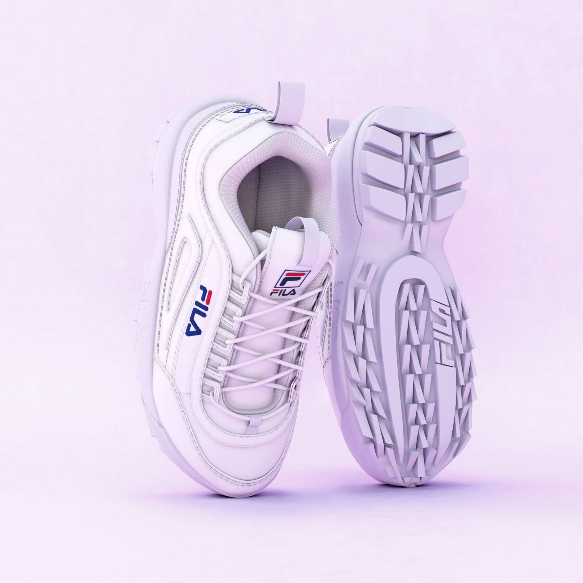 Fila Disruptors 2 White 3D model_11