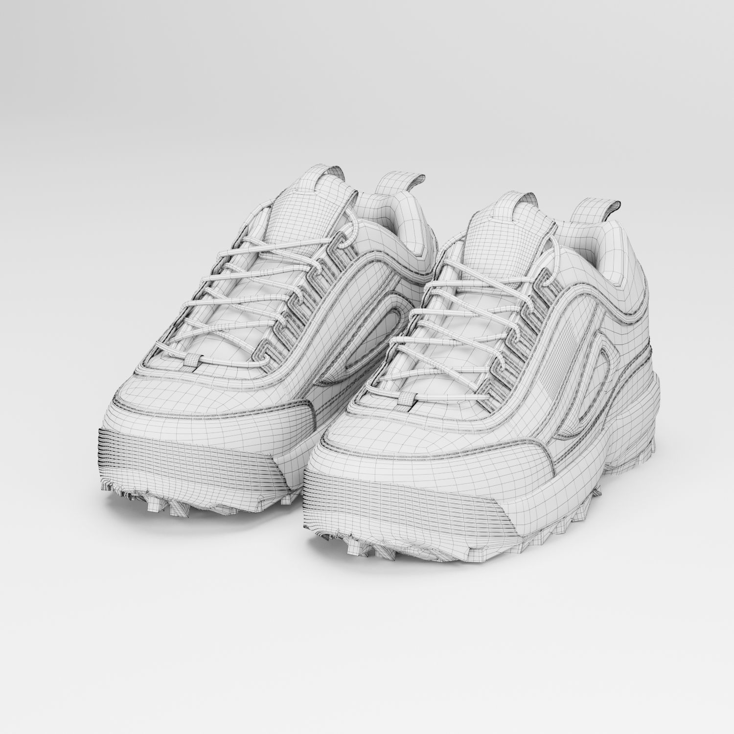 Fila Disruptors 2 White 3D model_8