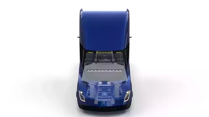 Tesla Truck with Chassis and Interior Blue