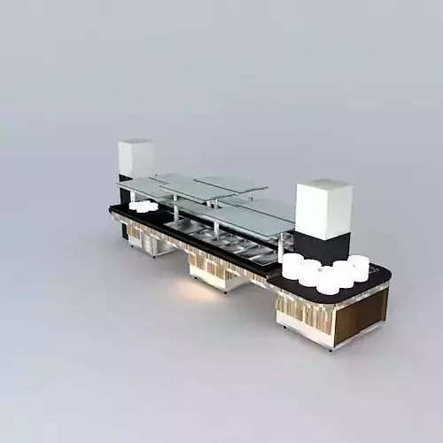 KIt001B restaurant counter with glass top