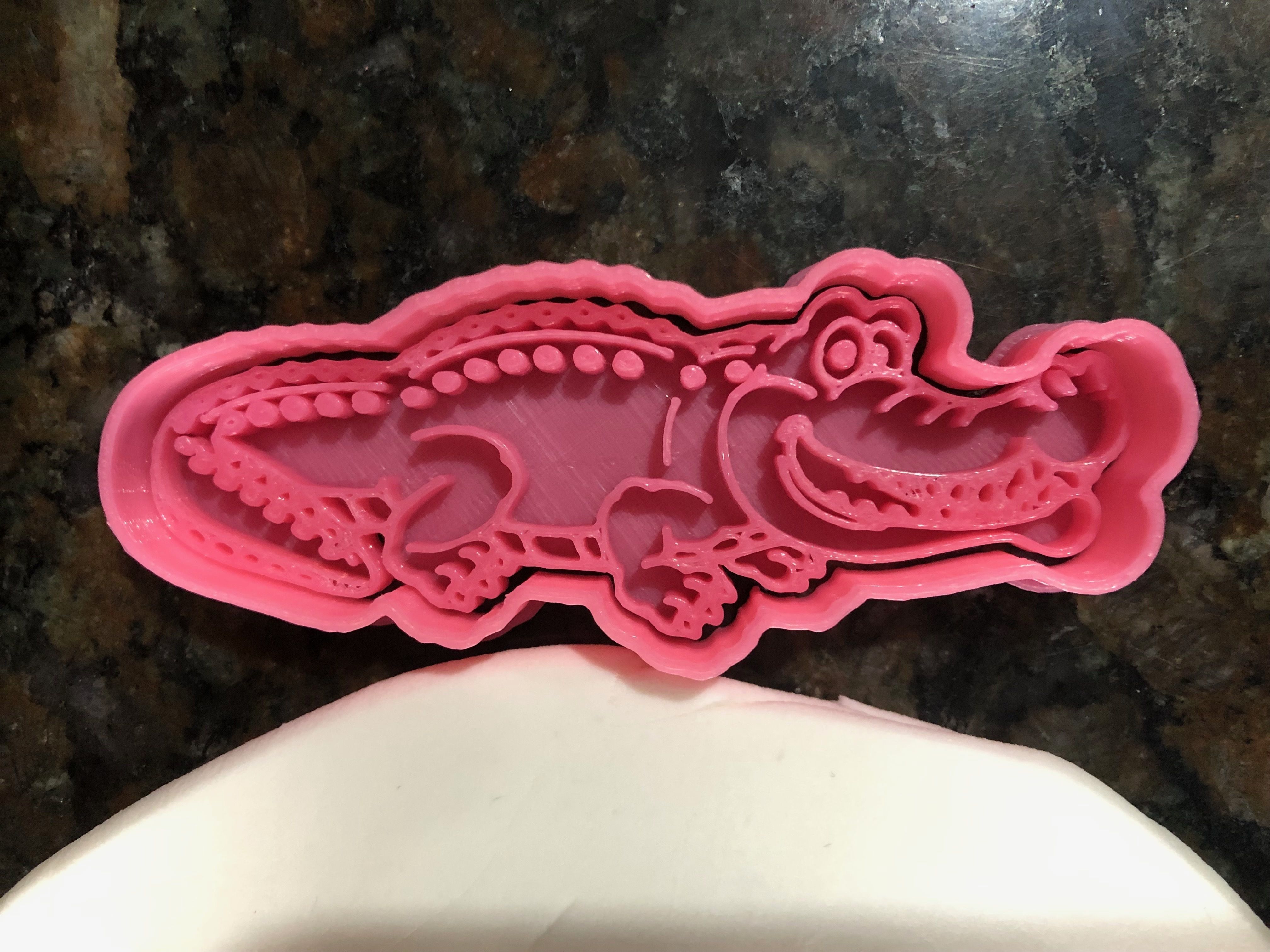 Crocodile cookie cutter 3D print model_1