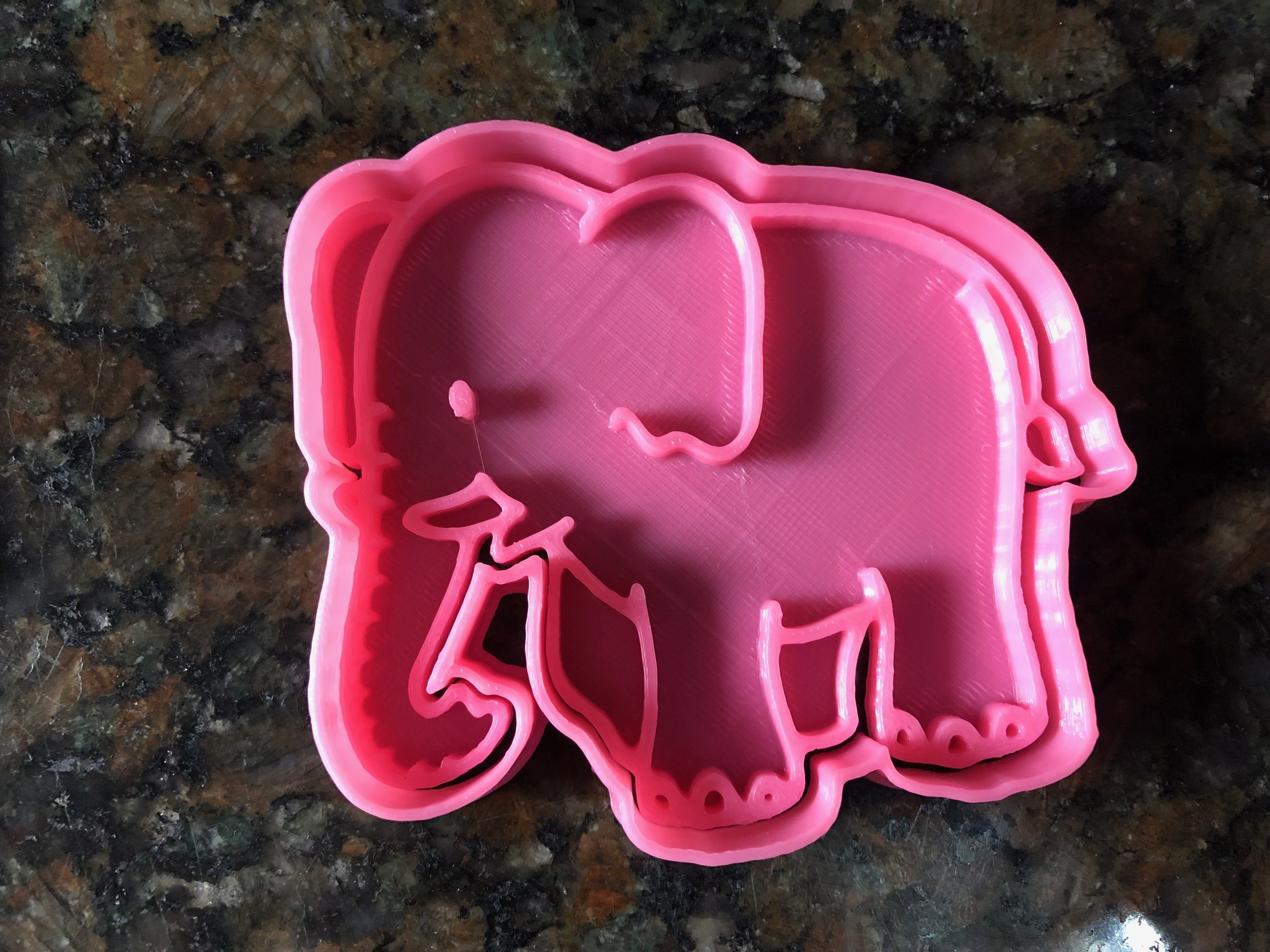 Elephant cookie cutter 3D print model_1