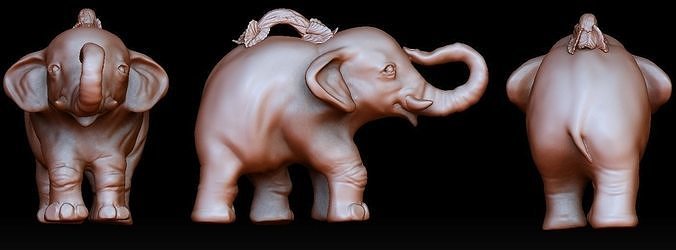 Elephant pendant with branch jumpring 3D print model