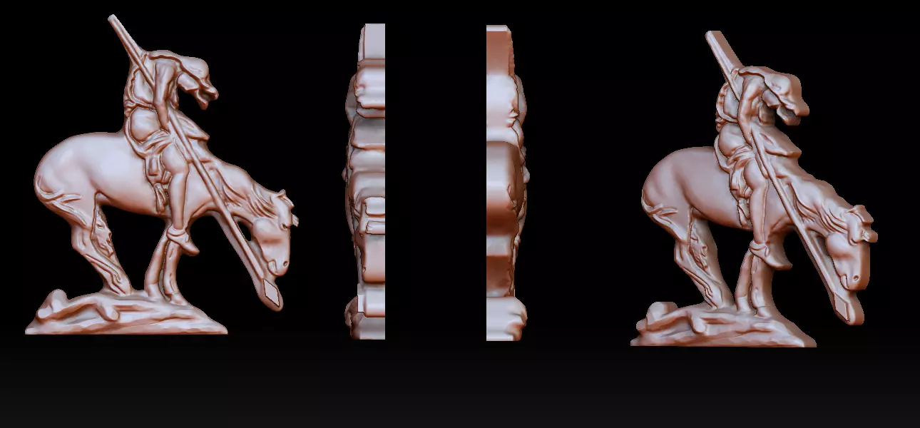 End of the trail bas-relief 3D print model_0