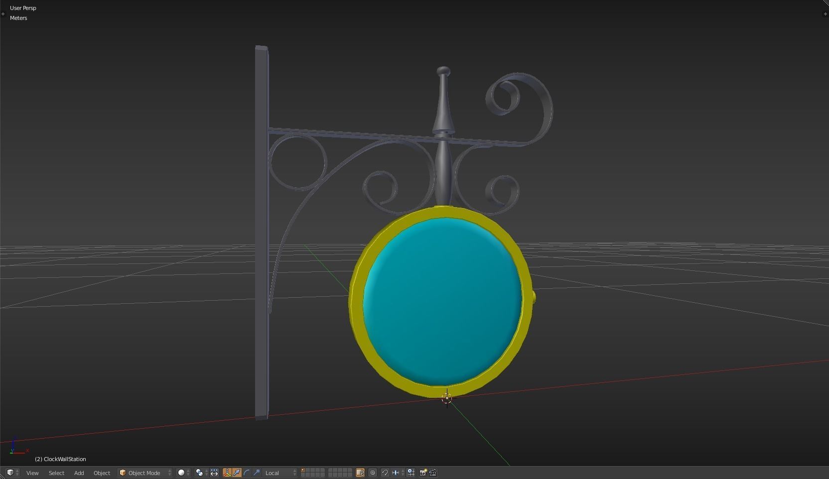 Clock Wall Station Low-poly 3D model_32