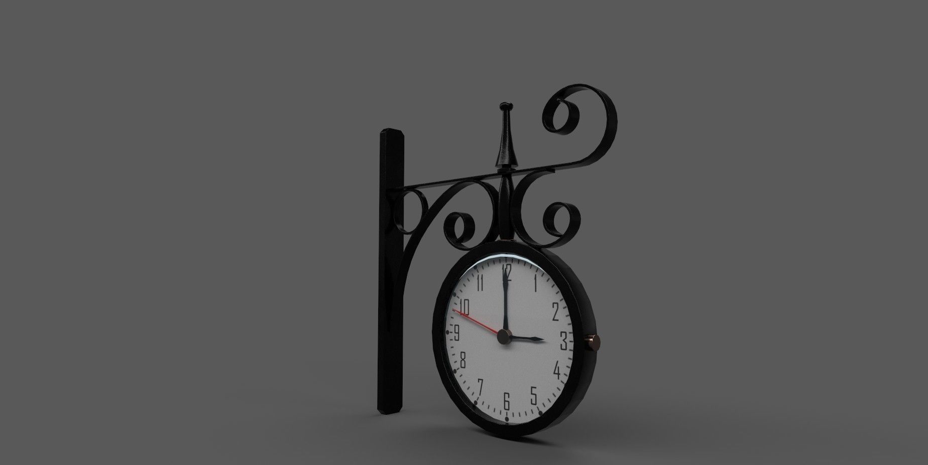 Clock Wall Station Low-poly 3D model_1