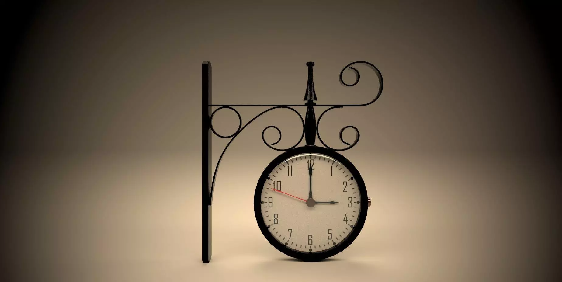 Clock Wall Station Low-poly 3D model_0