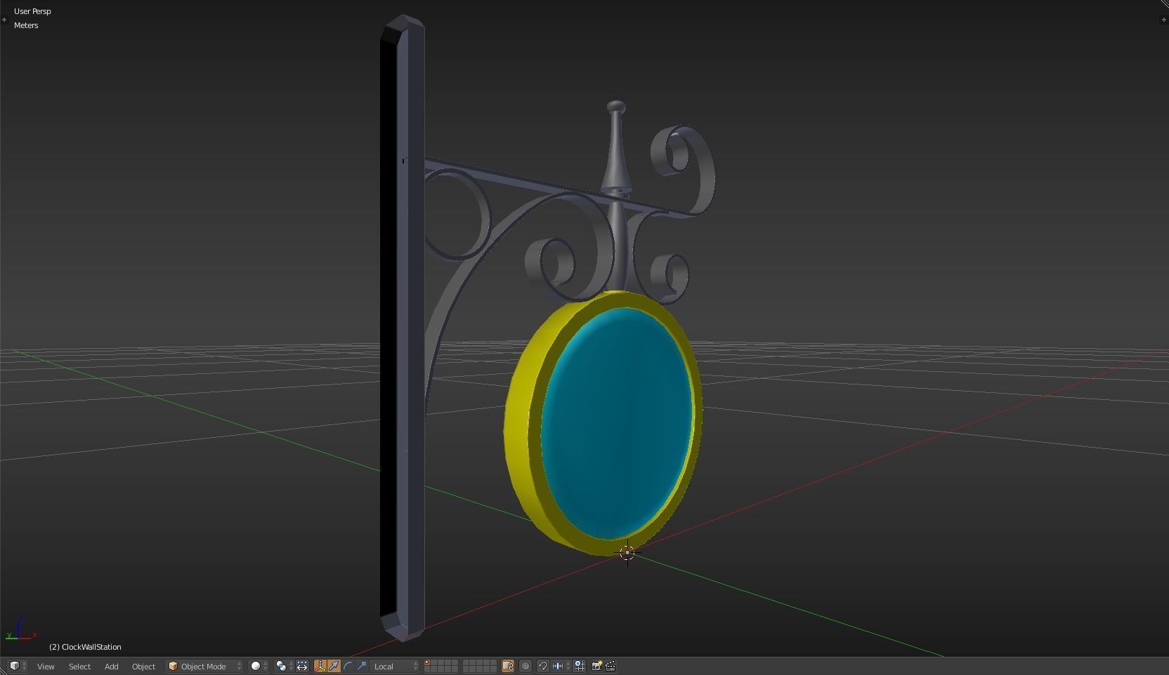 Clock Wall Station Low-poly 3D model_30