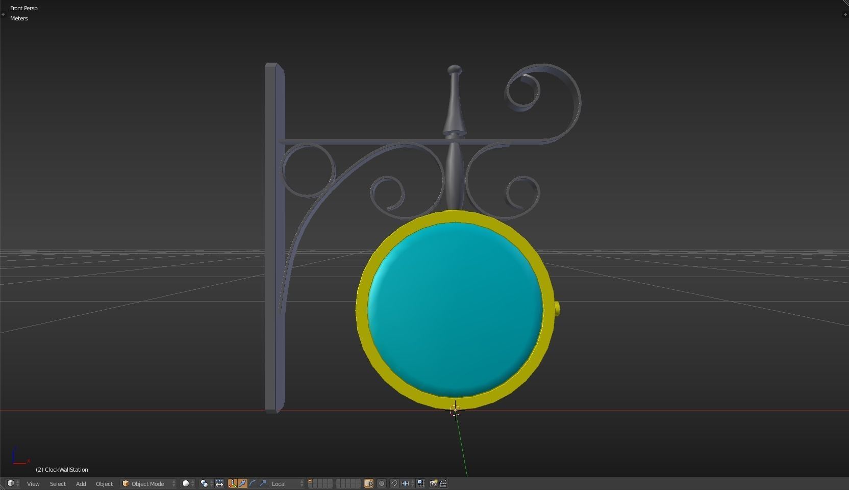 Clock Wall Station Low-poly 3D model_6