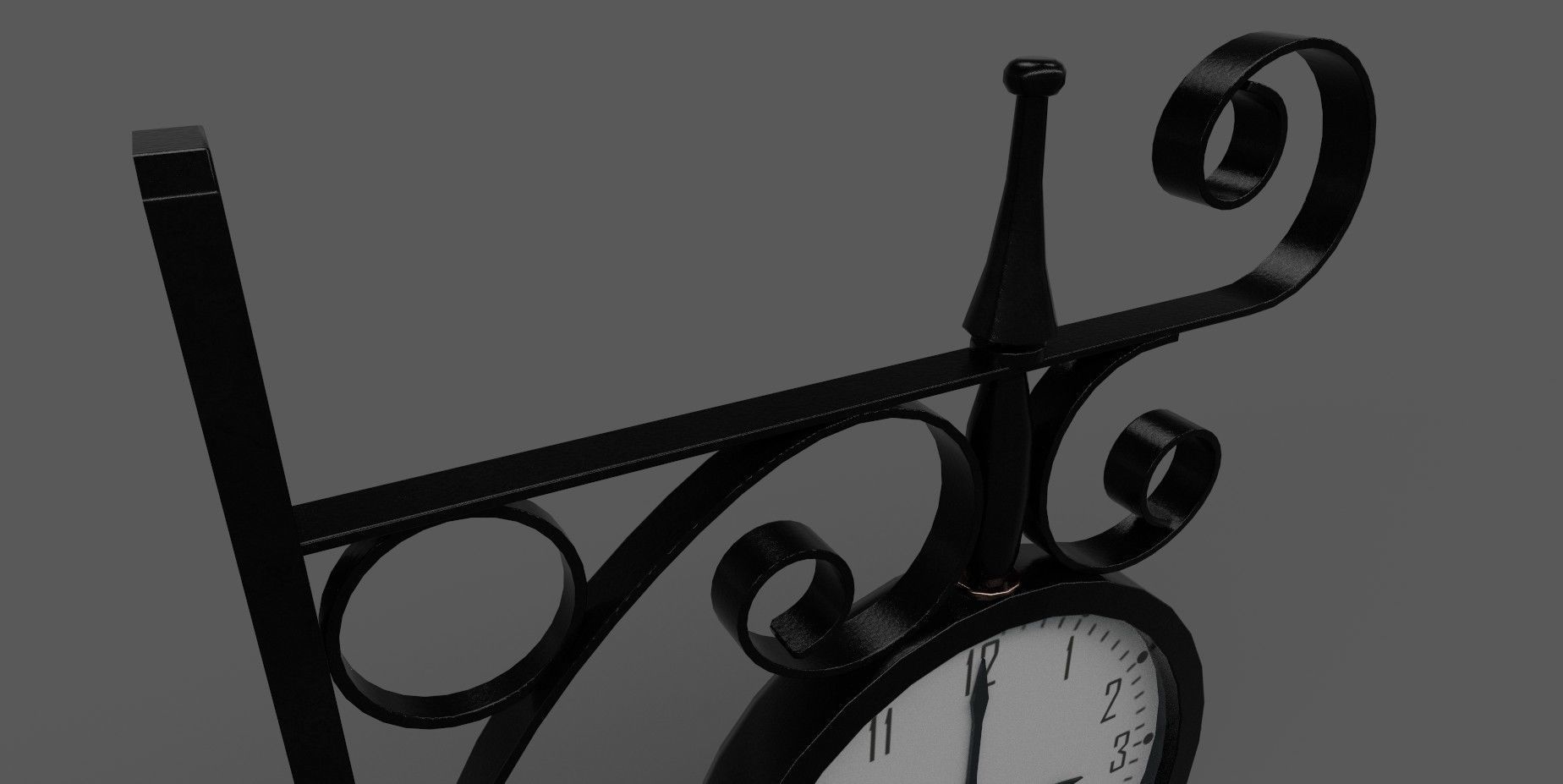 Clock Wall Station Low-poly 3D model_2