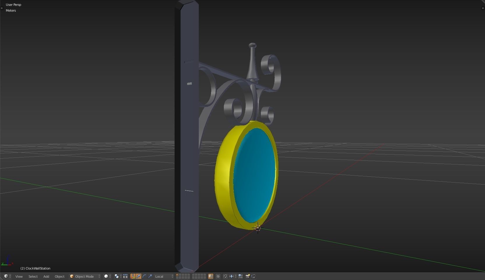Clock Wall Station Low-poly 3D model_29