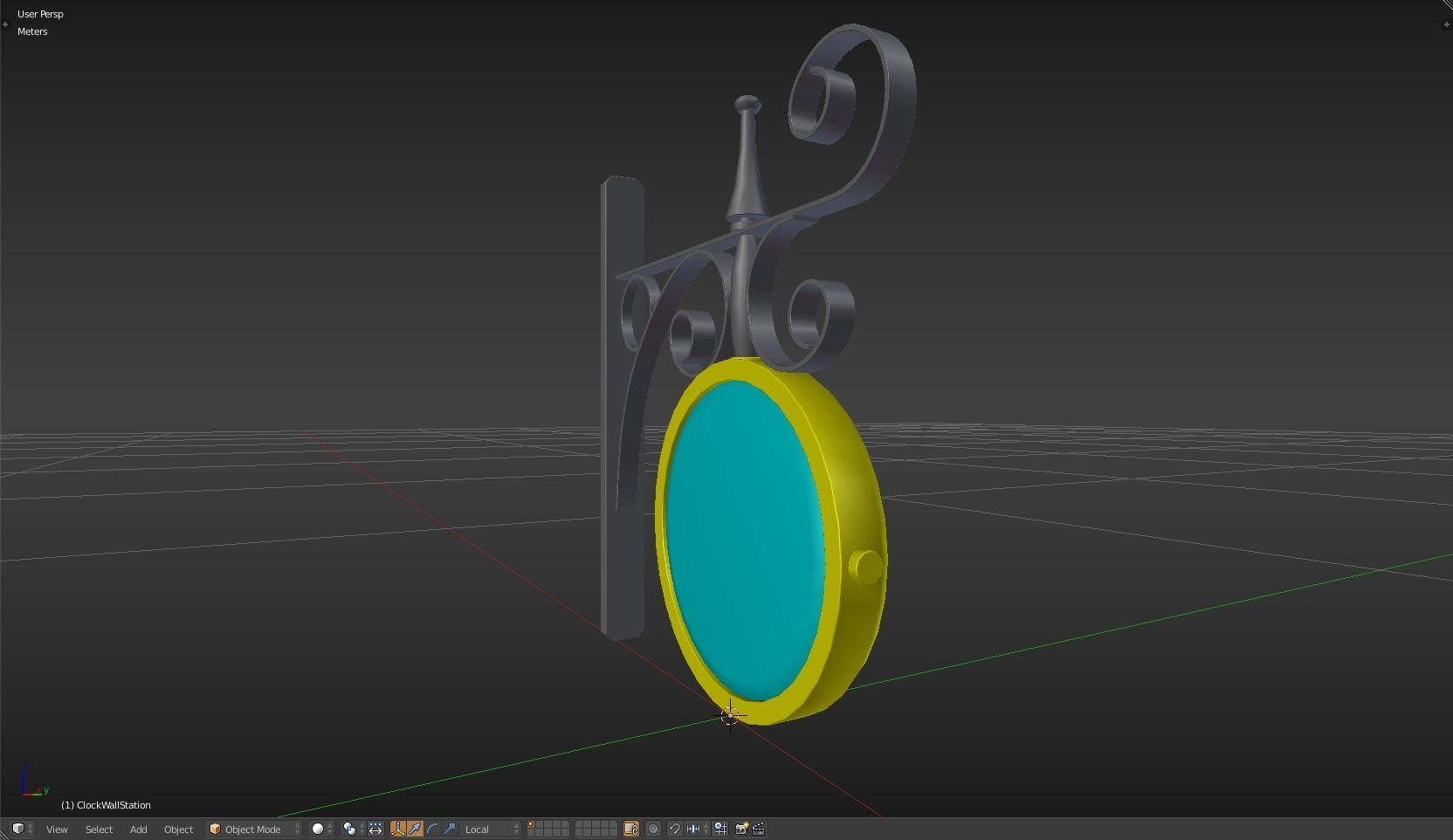 Clock Wall Station Low-poly 3D model_14