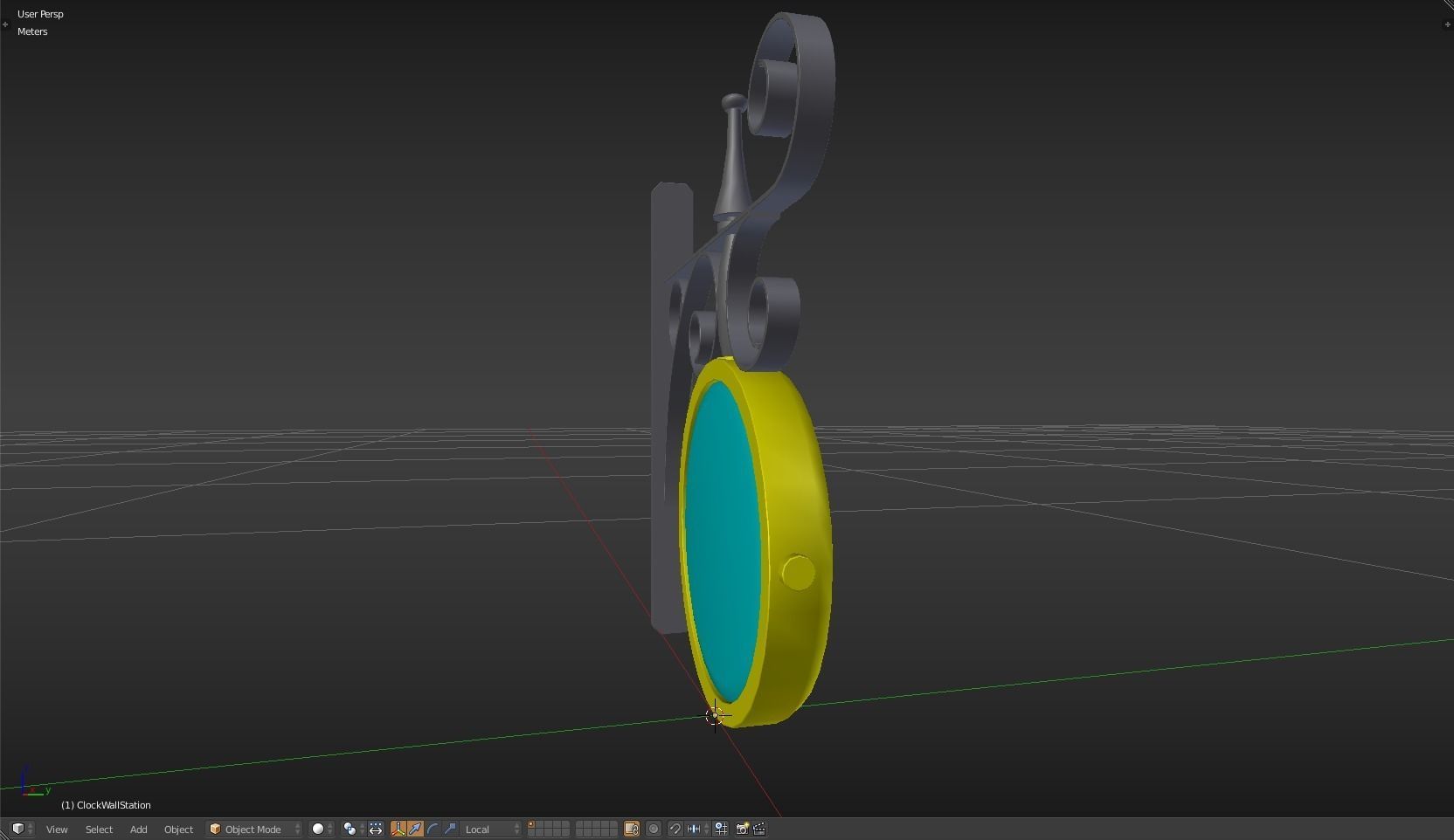 Clock Wall Station Low-poly 3D model_15