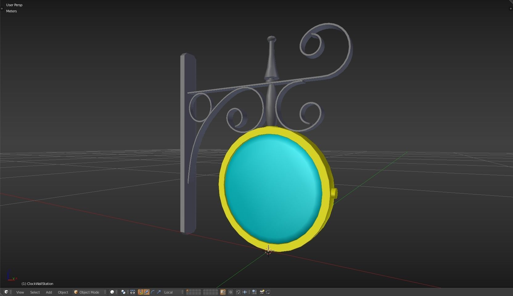 Clock Wall Station Low-poly 3D model_12