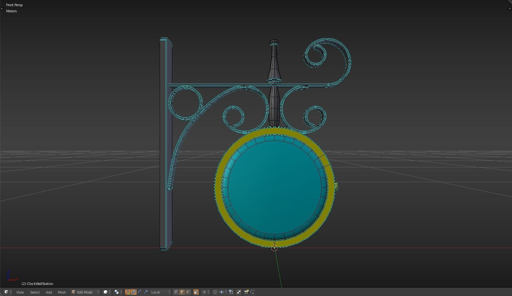 Clock Wall Station Low-poly 3D model_7
