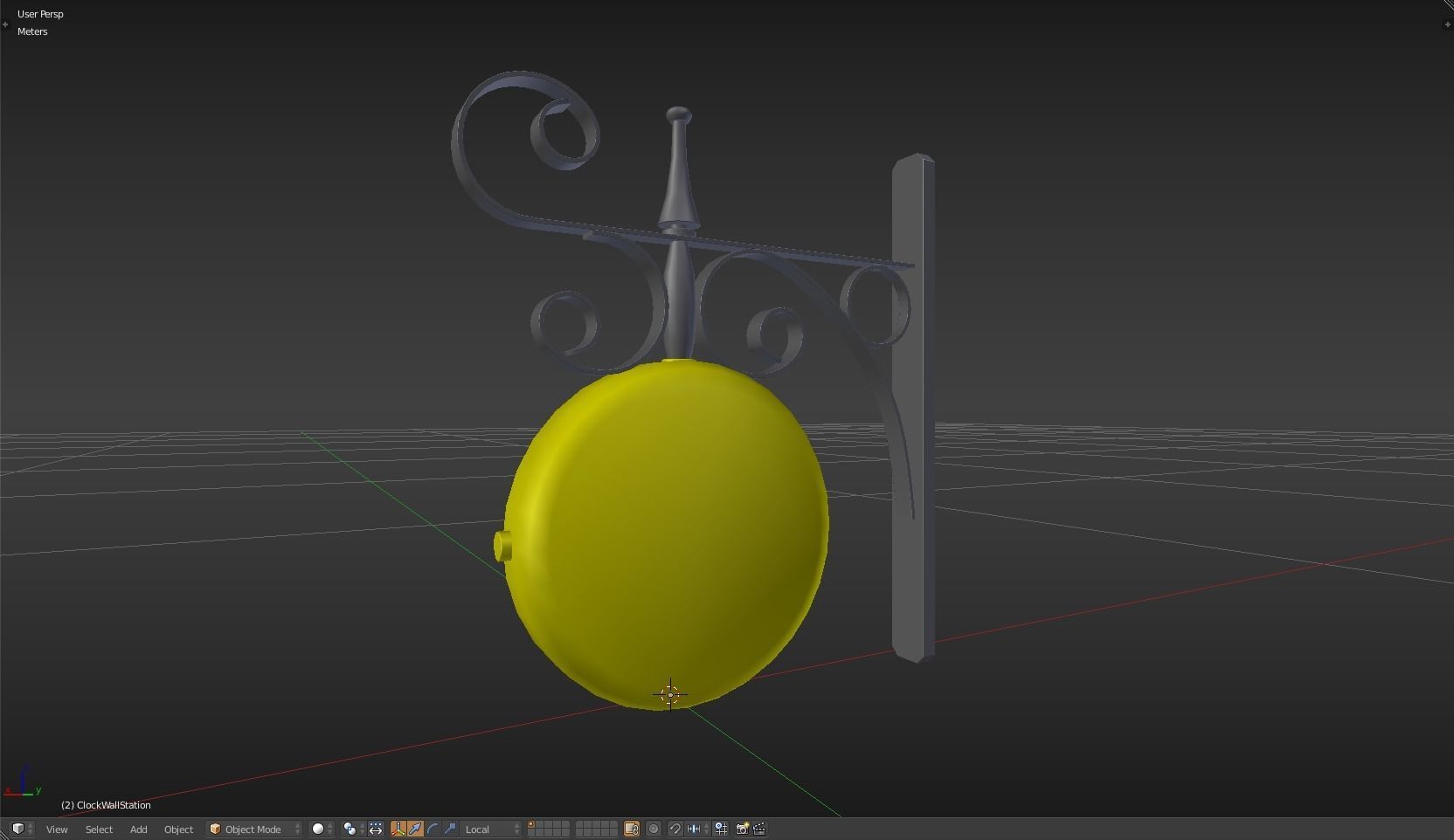 Clock Wall Station Low-poly 3D model_19