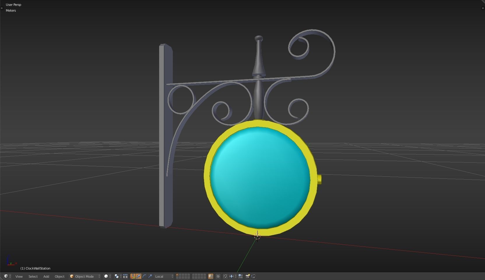 Clock Wall Station Low-poly 3D model_11