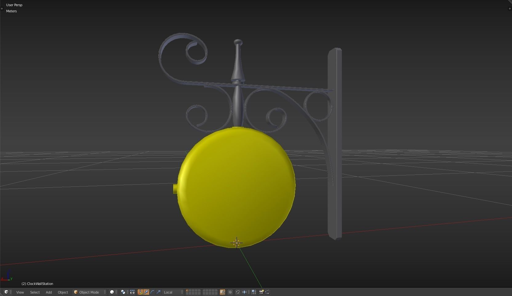 Clock Wall Station Low-poly 3D model_20