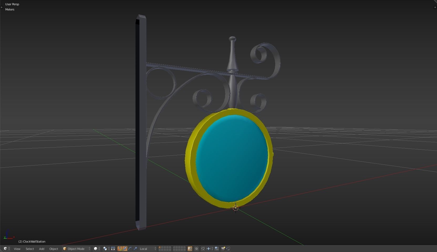 Clock Wall Station Low-poly 3D model_31