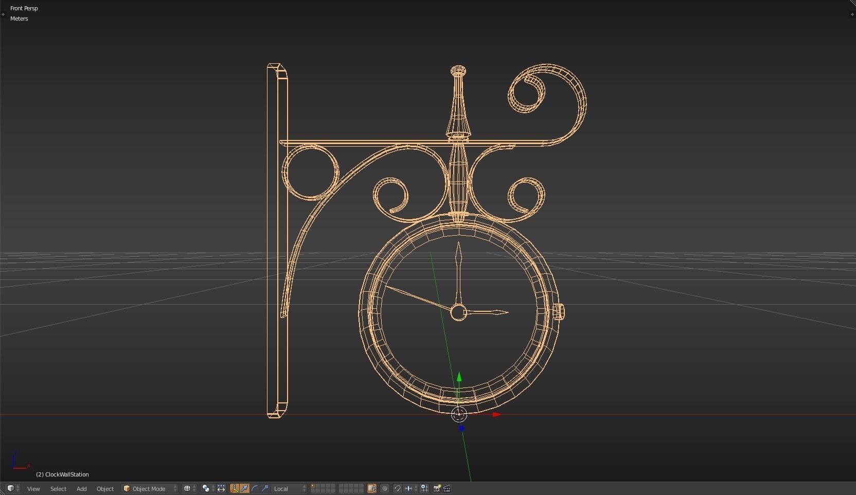 Clock Wall Station Low-poly 3D model_9