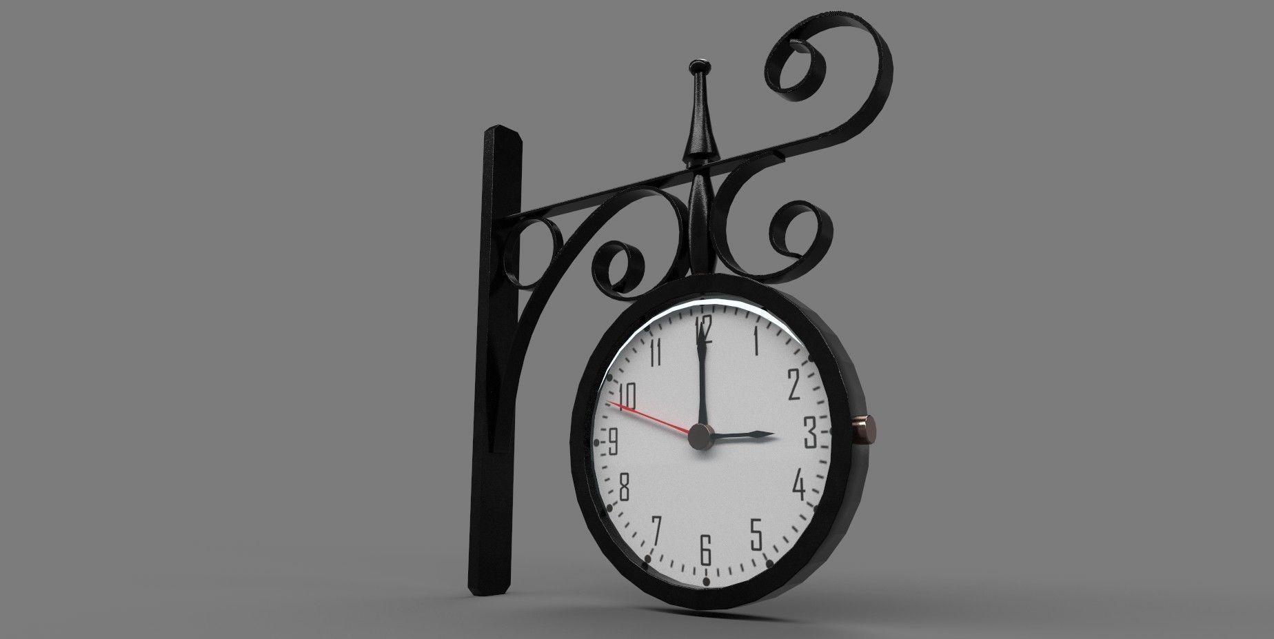 Clock Wall Station Low-poly 3D model_4