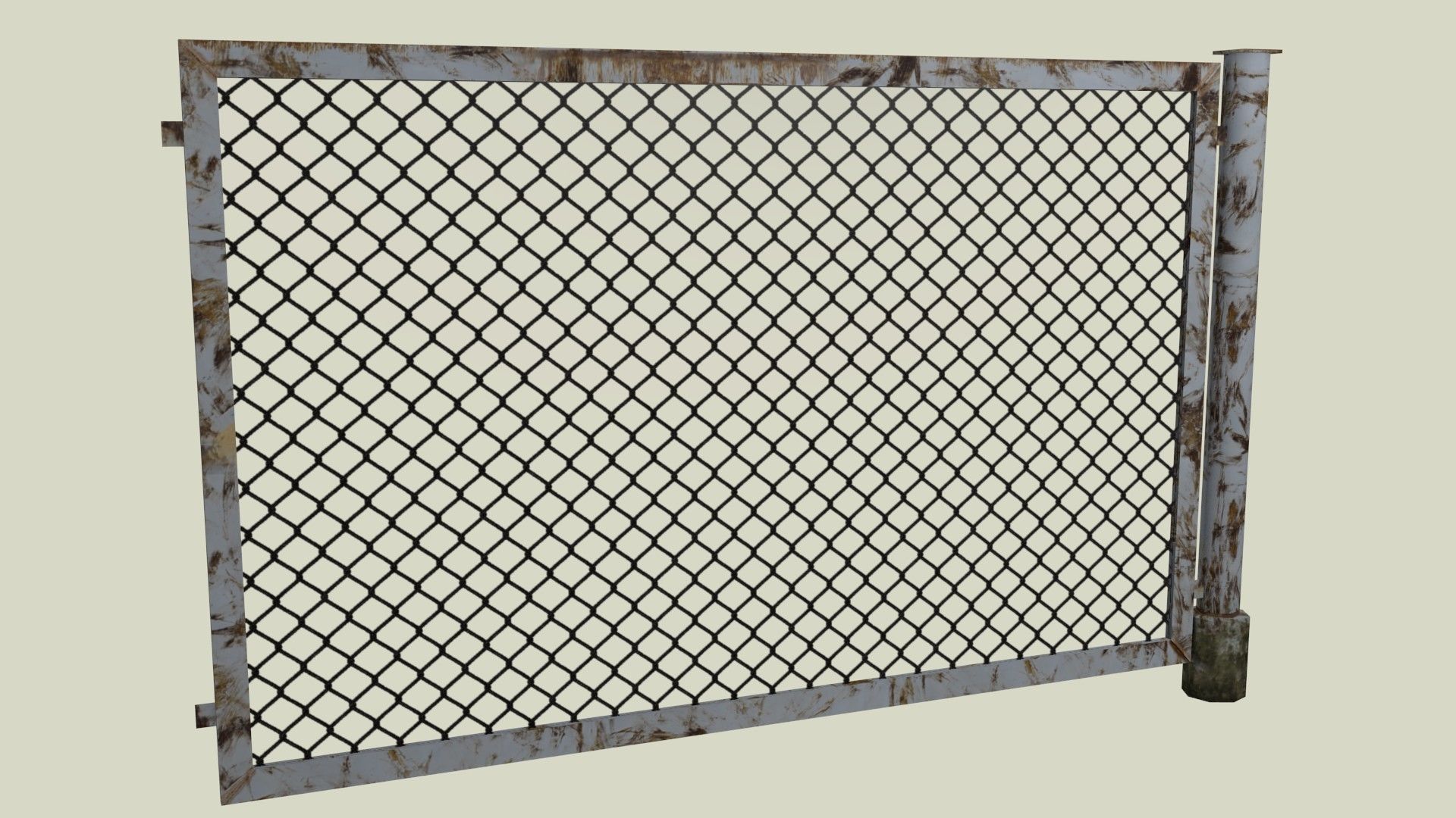 Chain Link Fence Low-poly 3D model_1