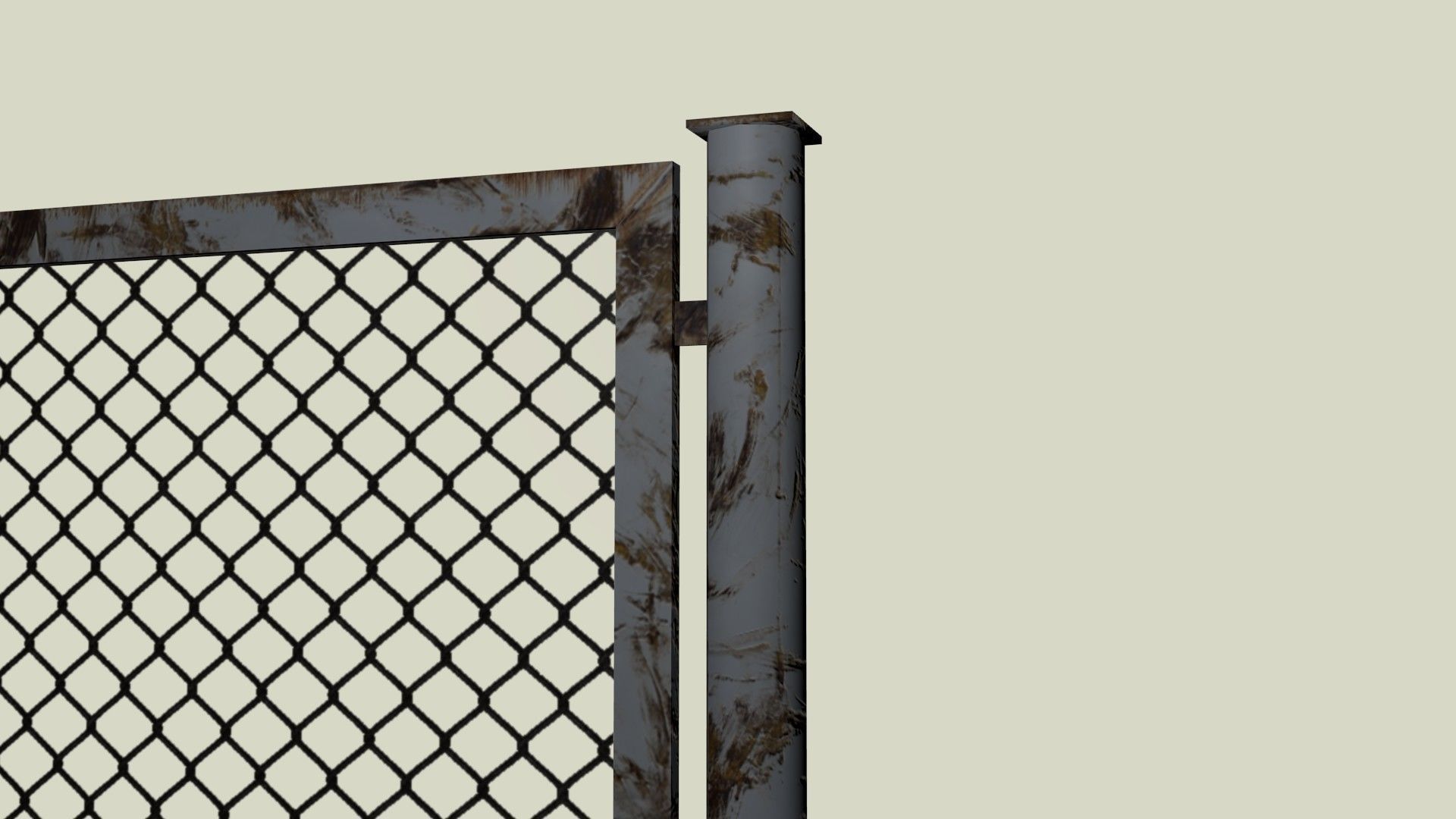 Chain Link Fence Low-poly 3D model_2