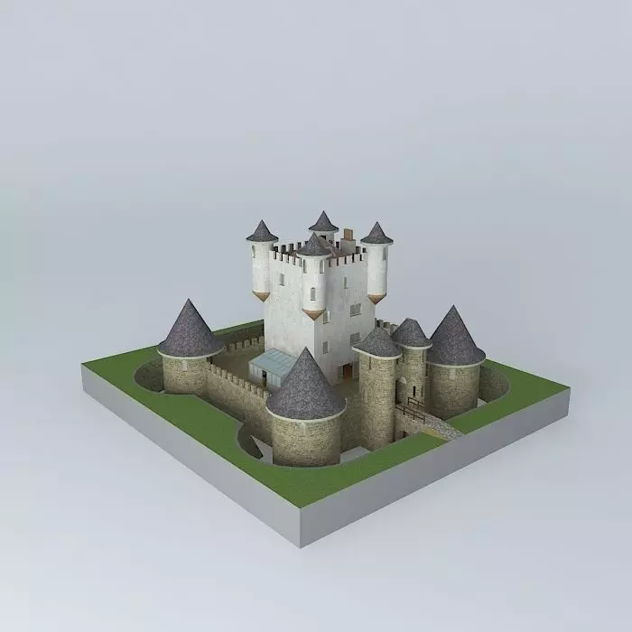 Fortress castle on field Free 3D model
