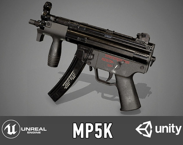HK MP5K Low-poly 3D model HK MP5K Low-poly 3D model