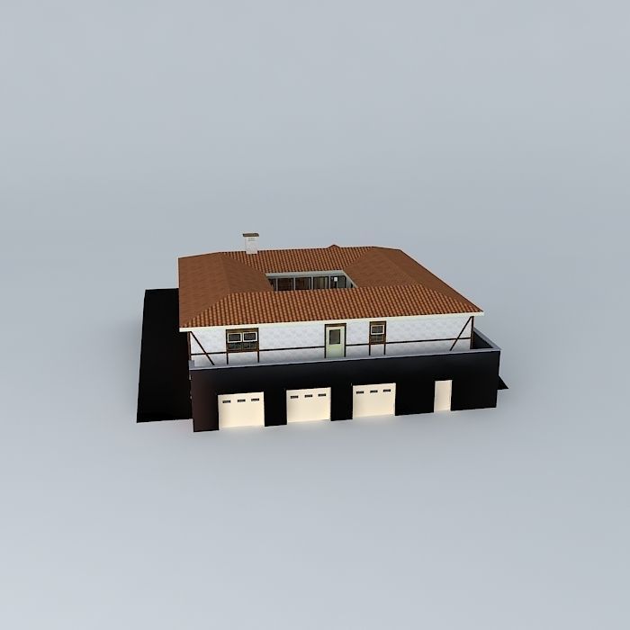 House with Basement Free 3D model_2