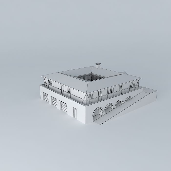 House with Basement Free 3D model_4