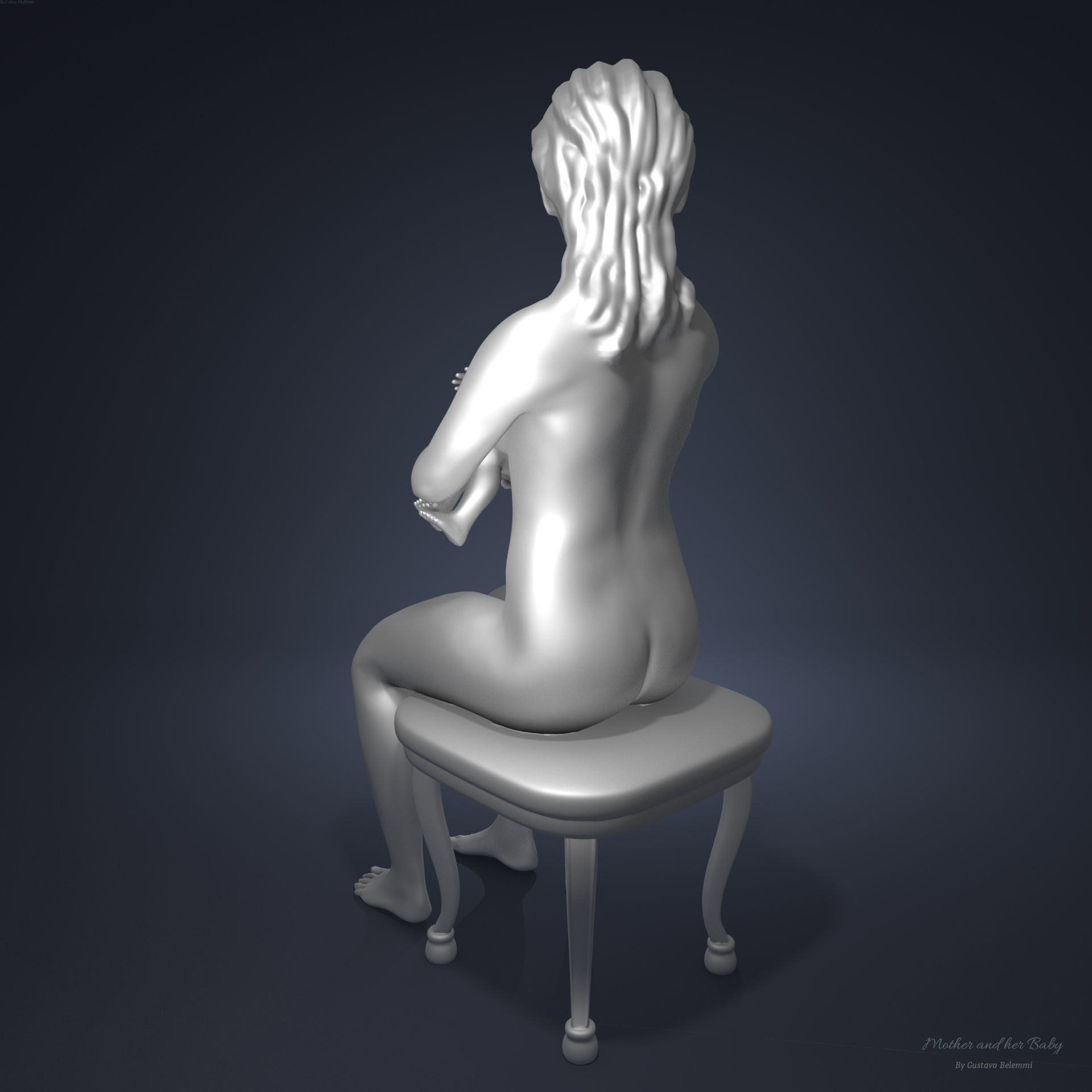 Mother and her Baby 3D print model_3