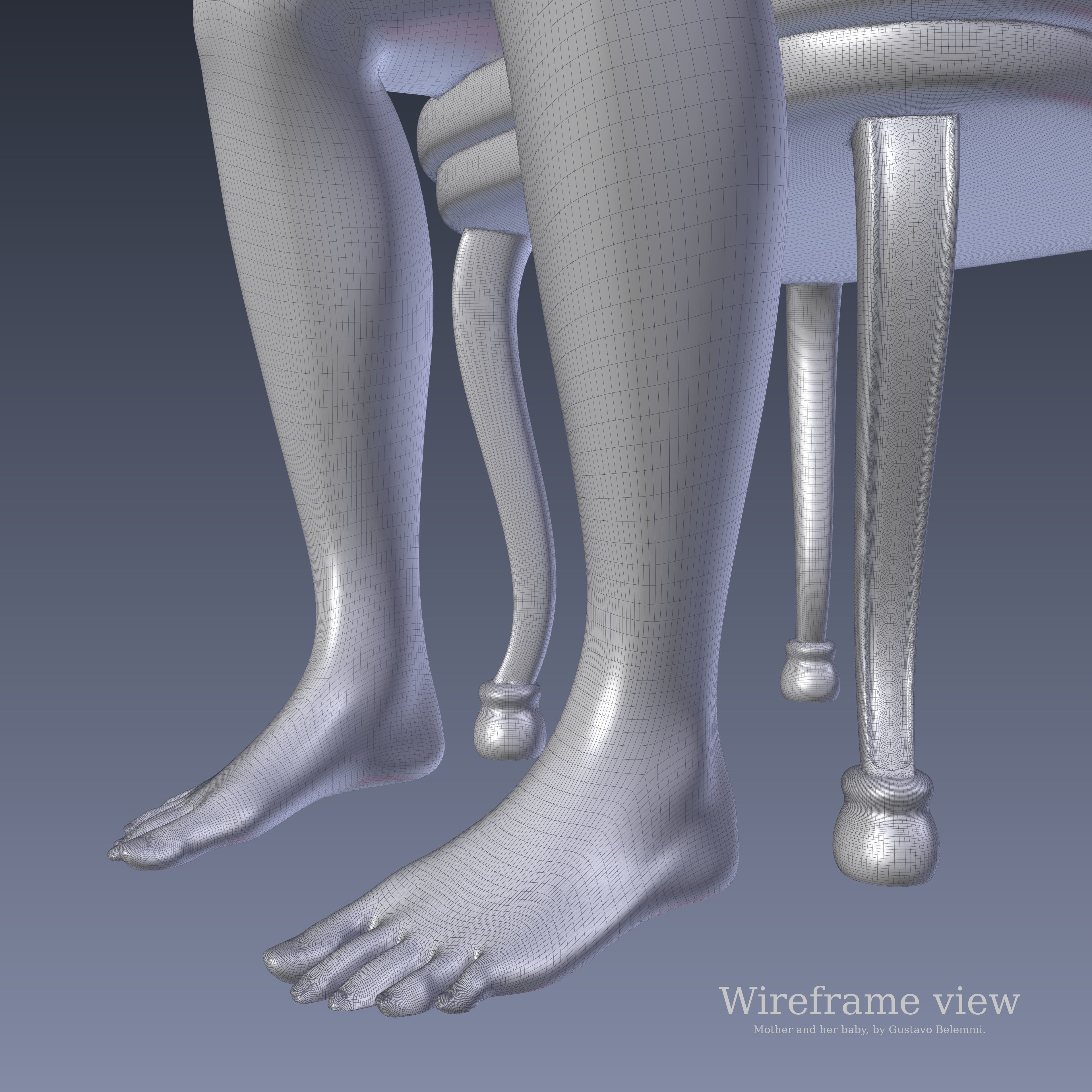 Mother and her Baby 3D print model_9