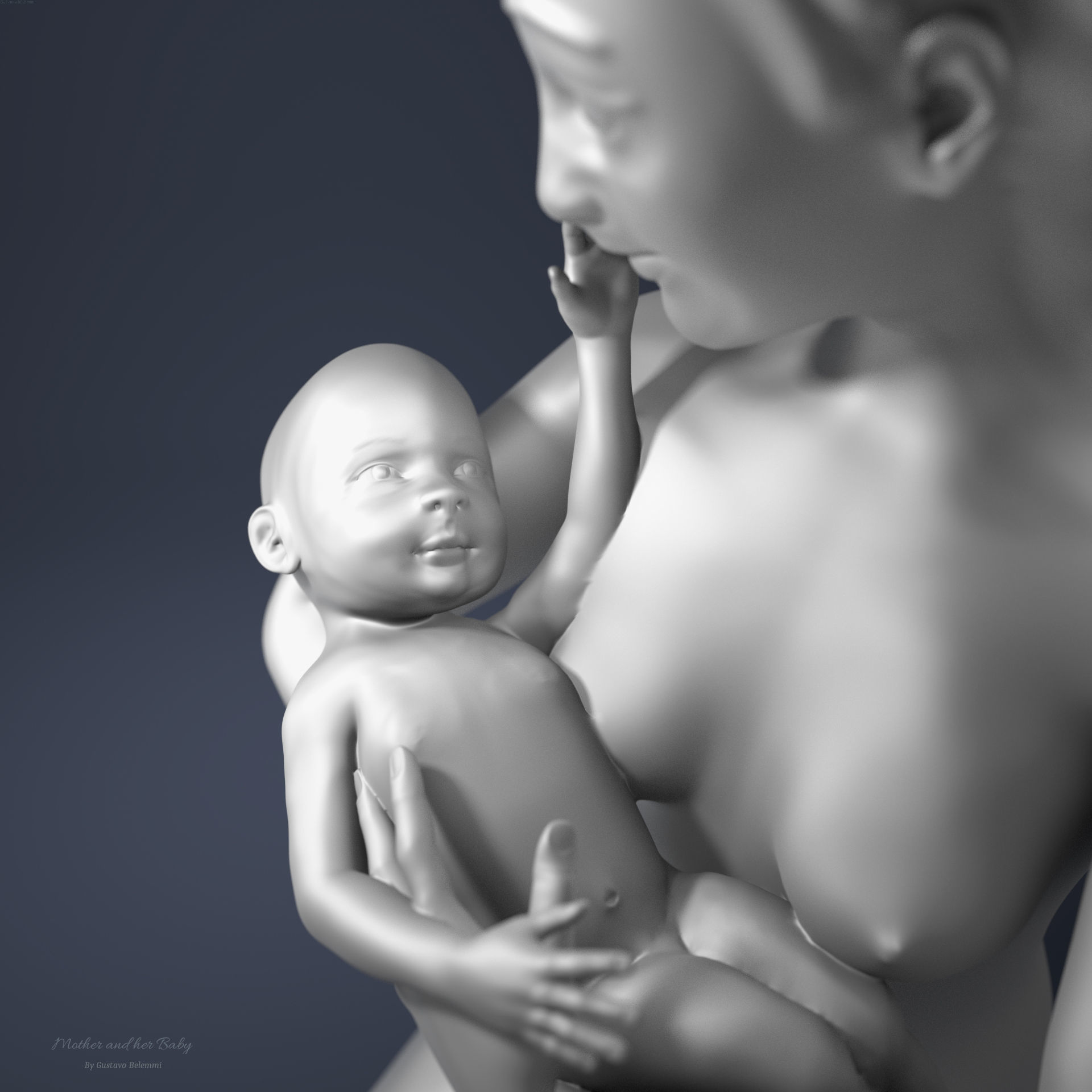 Mother and her Baby 3D print model_5