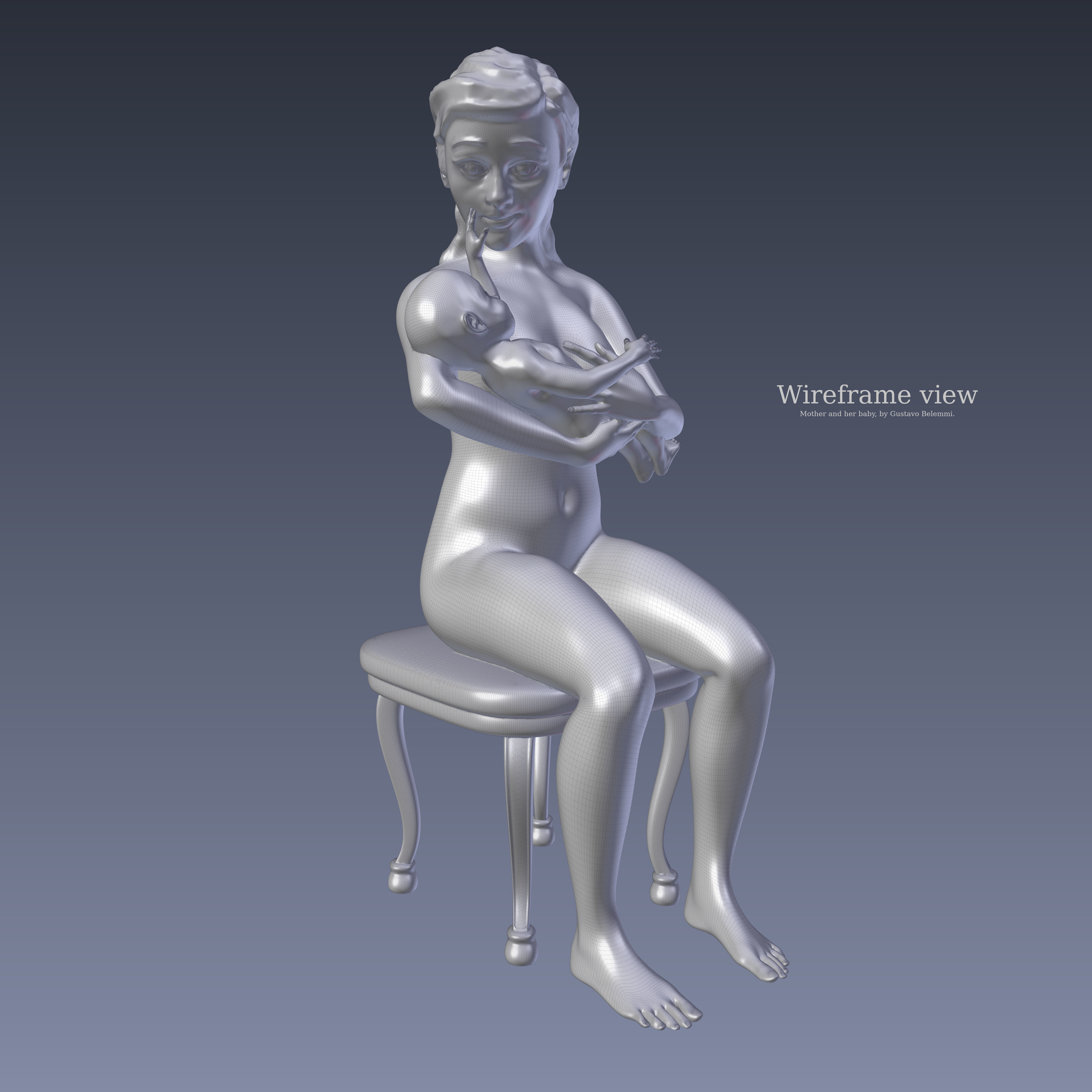 Mother and her Baby 3D print model_10