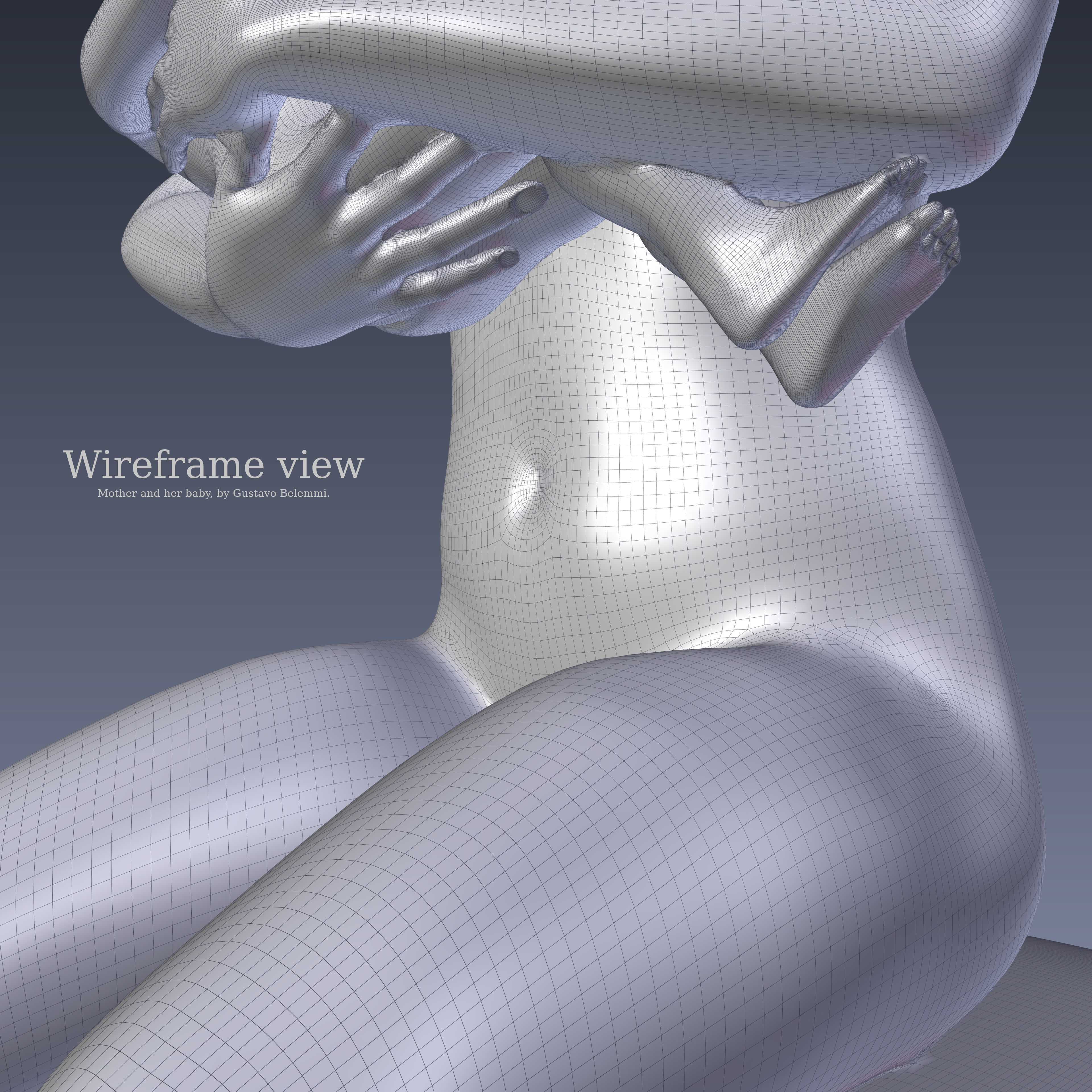 Mother and her Baby 3D print model_8