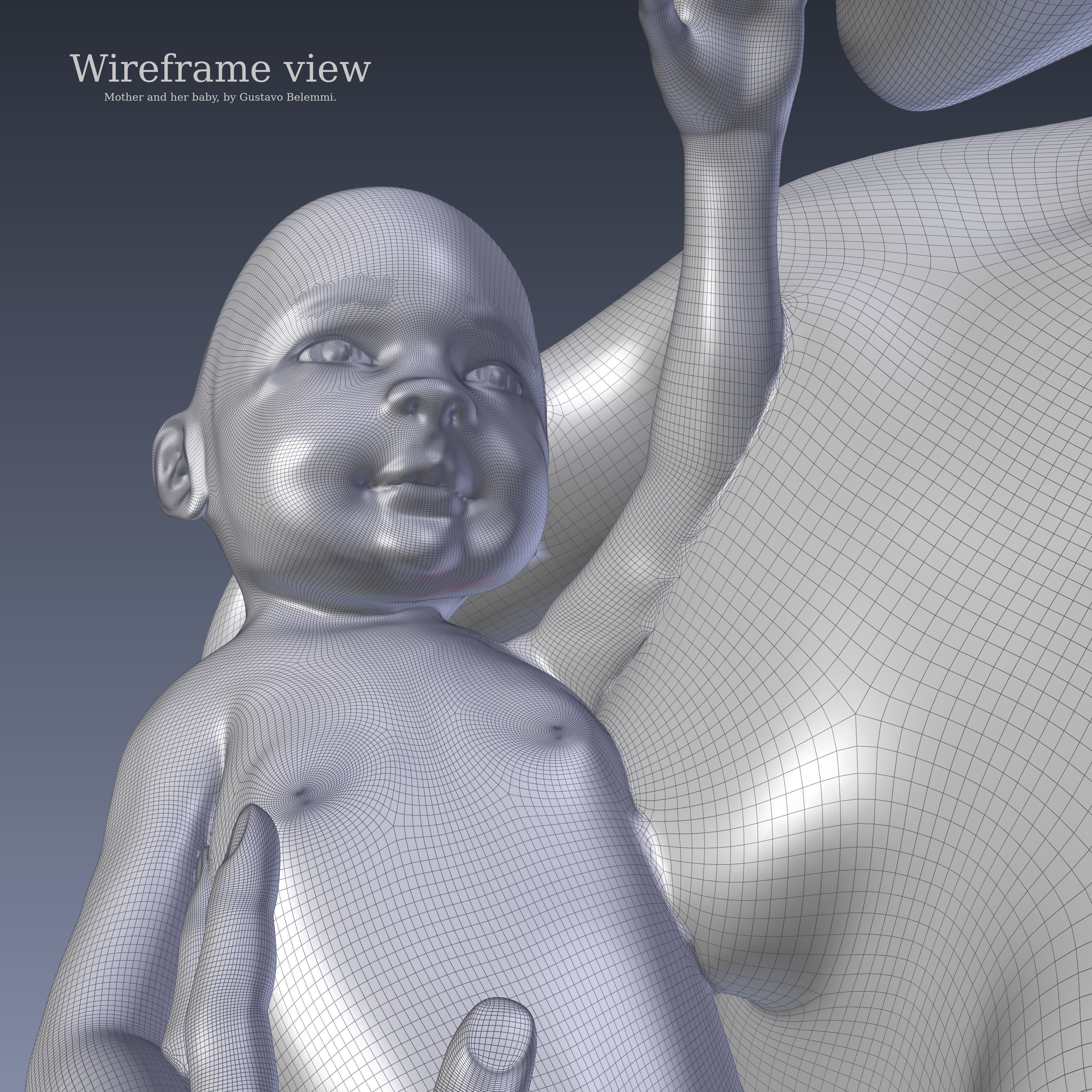 Mother and her Baby 3D print model_7