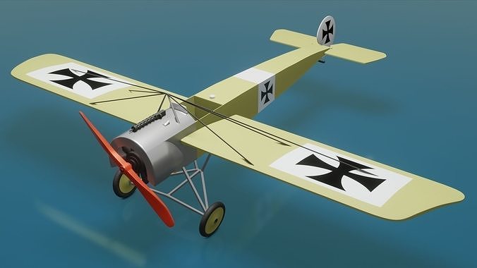 Lowpoly Fokker E III 1915 German WW1 Fighter Airplane Free 3D model