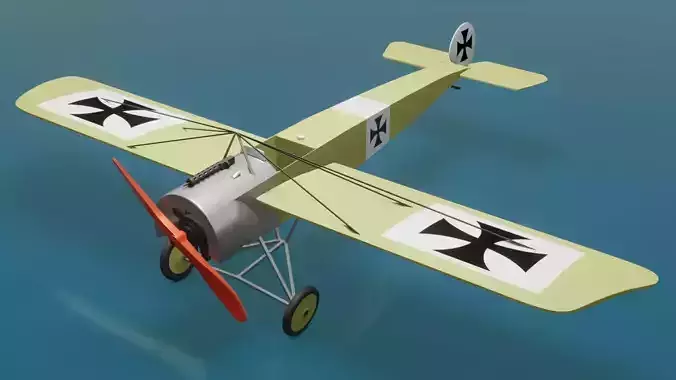Lowpoly Fokker E III 1915 German WW1 Fighter Airplane Free 3D model