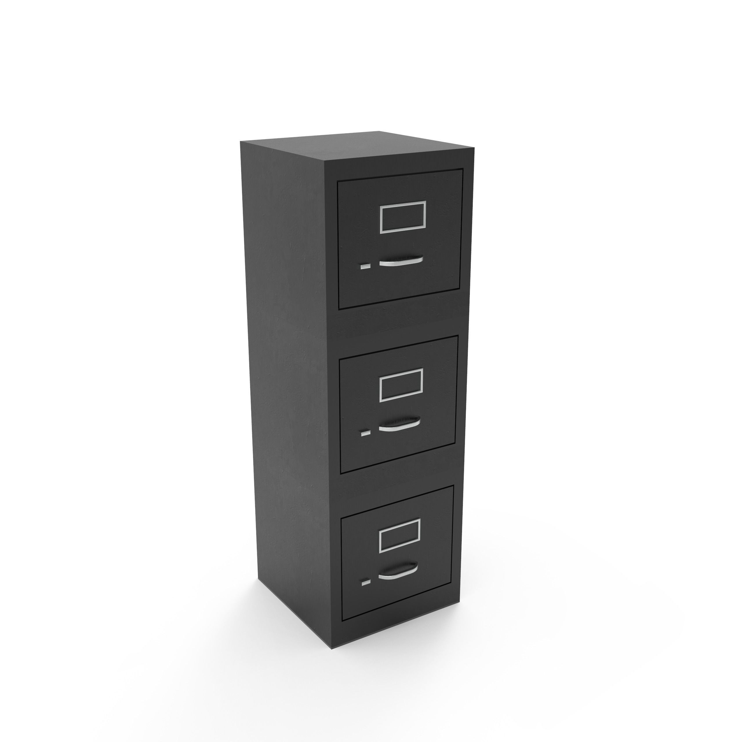Compact Three Drawer File Cabinet Low-poly 3D model_4